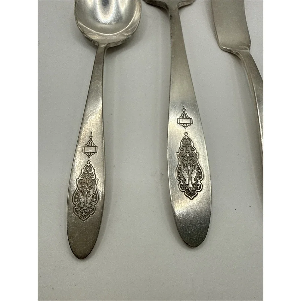 Vintage BIRD OF PARADISE Onieda Community  Plate Serving Set Spoon, Fork, Knife